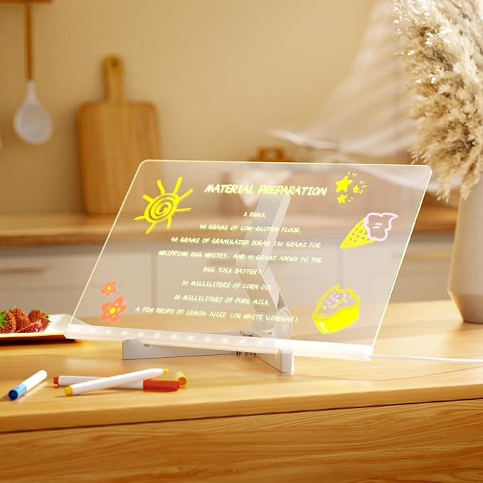 LED Drawing Board with 7-Colour Pen, Reusable Acrylic Writing and Light Pad