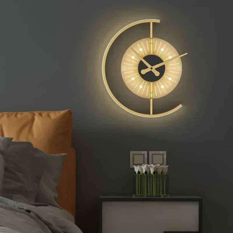 LED Wall Clock with Integrated Sconce Light