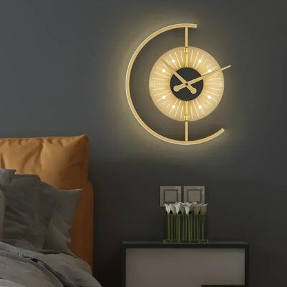 LED Wall Clock with Integrated Sconce Light