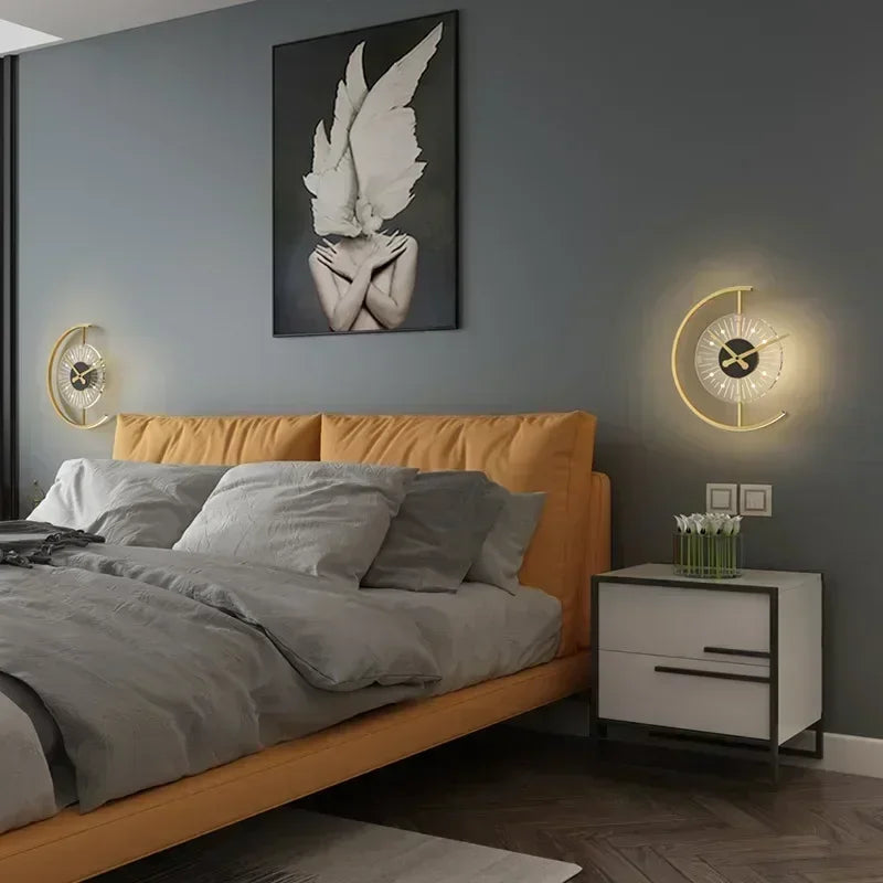 LED Wall Clock with Integrated Sconce Light
