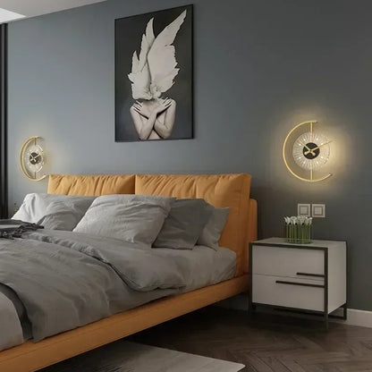 LED Wall Clock with Integrated Sconce Light
