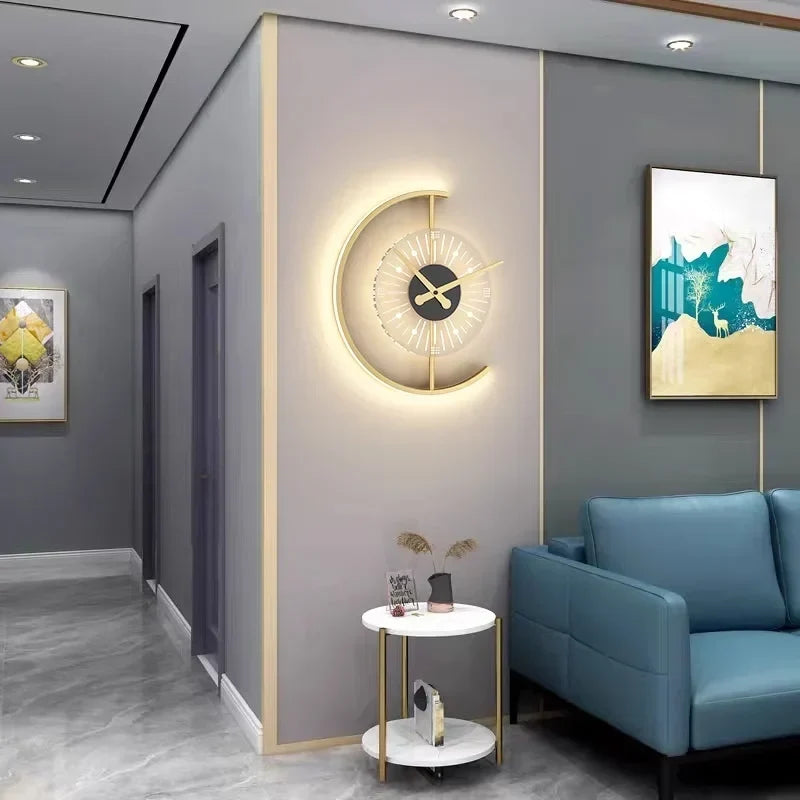 LED Wall Clock with Integrated Sconce Light