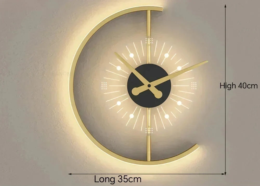 LED Wall Clock with Integrated Sconce Light
