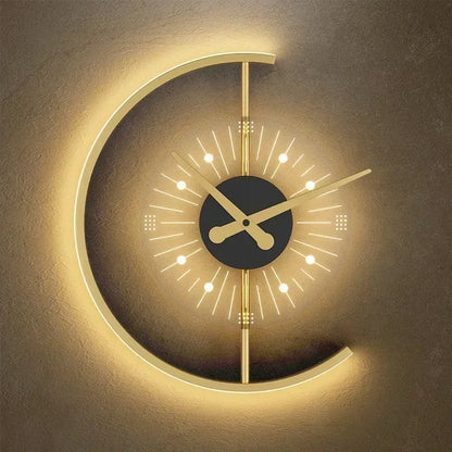 LED Wall Clock with Integrated Sconce Light