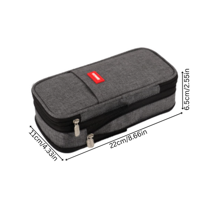 Large Capacity Pencil Pouch with Dual Zippers and Mesh Pocket