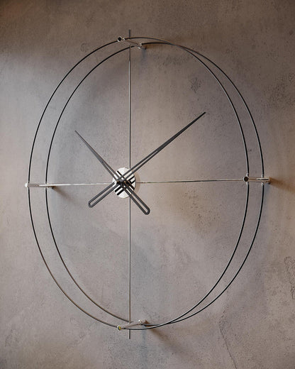 Large Minimalist Wall Clock with Brown Hands for Modern Interiors
