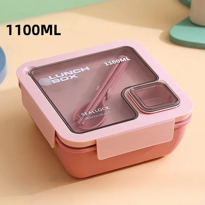 Leak-Proof Bento Lunch Box with Built-In Cutlery