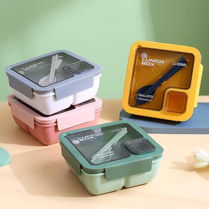 Leak-Proof Bento Lunch Box with Built-In Cutlery