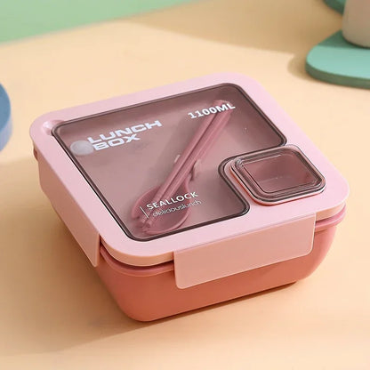 Leak-Proof Bento Lunch Box with Built-In Cutlery