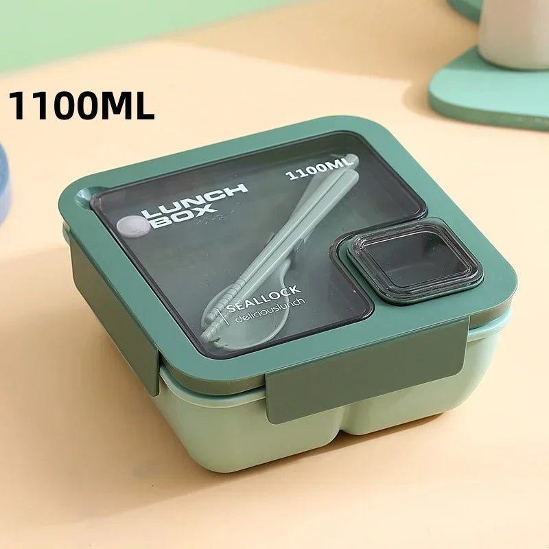 Leak-Proof Bento Lunch Box with Built-In Cutlery