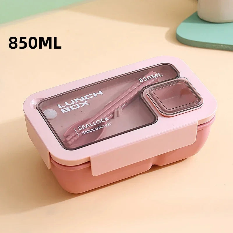 Leak-Proof Bento Lunch Box with Built-In Cutlery