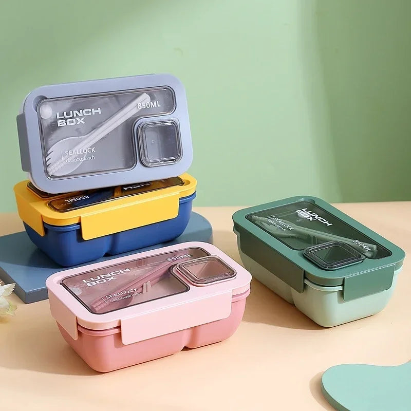 Leak-Proof Bento Lunch Box with Built-In Cutlery