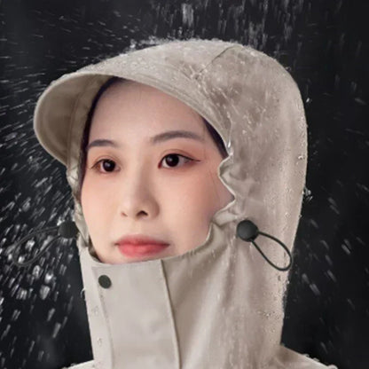 Long Waterproof Rain Poncho with Hood for Cycling and Hiking