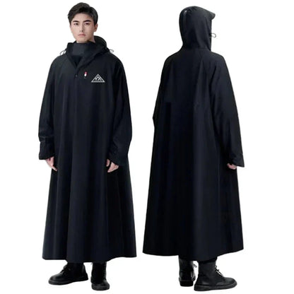 Long Waterproof Rain Poncho with Hood for Cycling and Hiking
