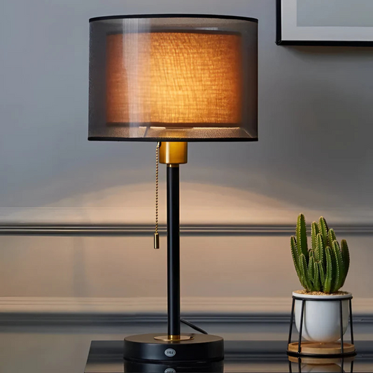 Lumis Vintage Table Lamp with Double Fabric Shade