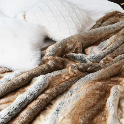 Luxurious Faux Fur Throw Blanket Soft Cozy Mink Style Blanket