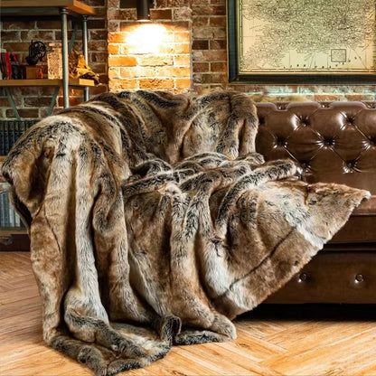 Luxurious Faux Fur Throw Blanket Soft Cozy Mink Style Blanket