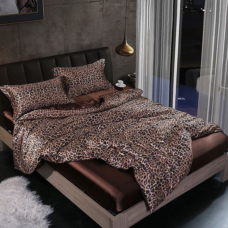 Luxury Satin Silk Bedding Set with Duvet Cover, Fitted Sheet and Pillowcases