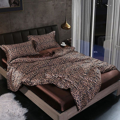 Luxury Satin Silk Bedding Set with Duvet Cover, Fitted Sheet and Pillowcases