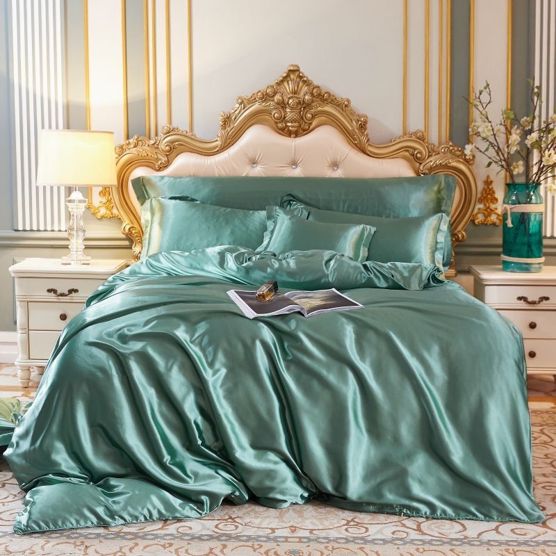 Luxury Satin Silk Bedding Set with Duvet Cover, Fitted Sheet and Pillowcases