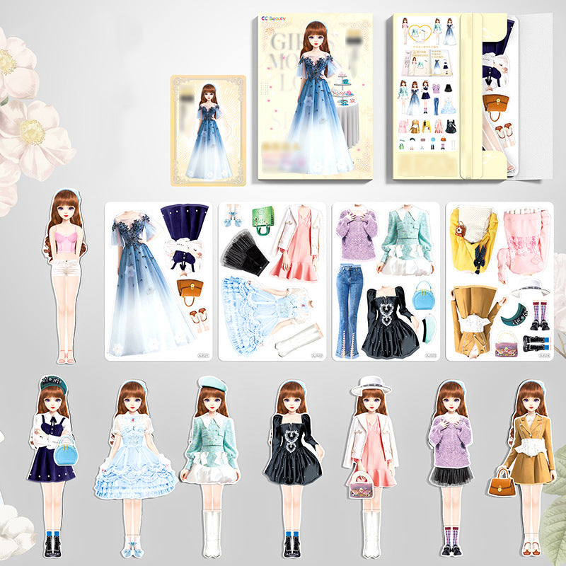 Magnetic Dress-Up Doll Set for Girls with Portable Metal Storage Box