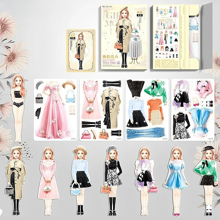Magnetic Dress-Up Doll Set for Girls with Portable Metal Storage Box