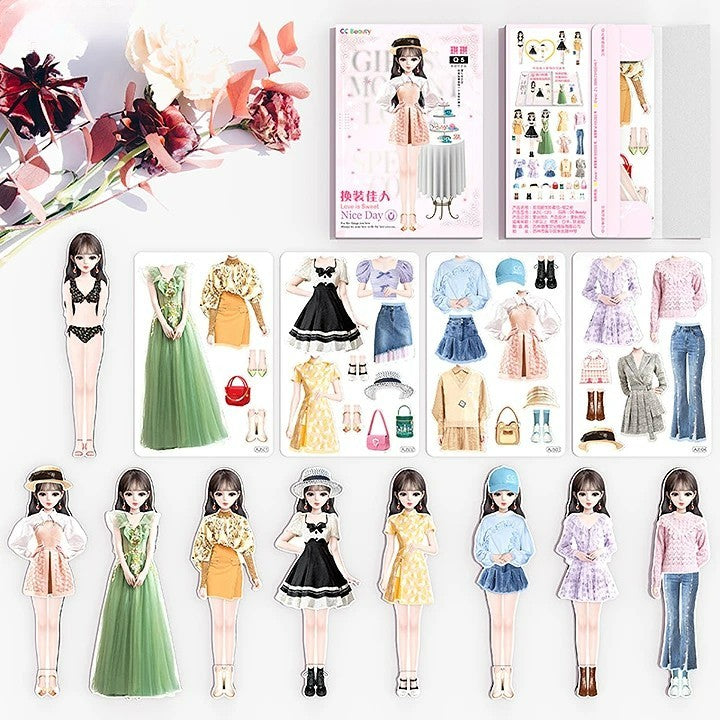 Magnetic Dress-Up Doll Set for Girls with Portable Metal Storage Box
