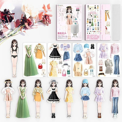 Magnetic Dress-Up Doll Set for Girls with Portable Metal Storage Box