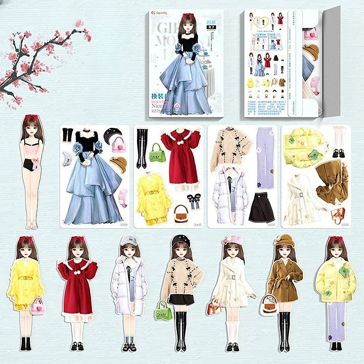 Magnetic Dress-Up Doll Set for Girls with Portable Metal Storage Box