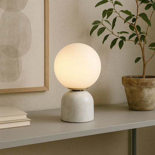 Marnor Marble Table Lamp with Glass Shade Minimalist Ambient Lighting