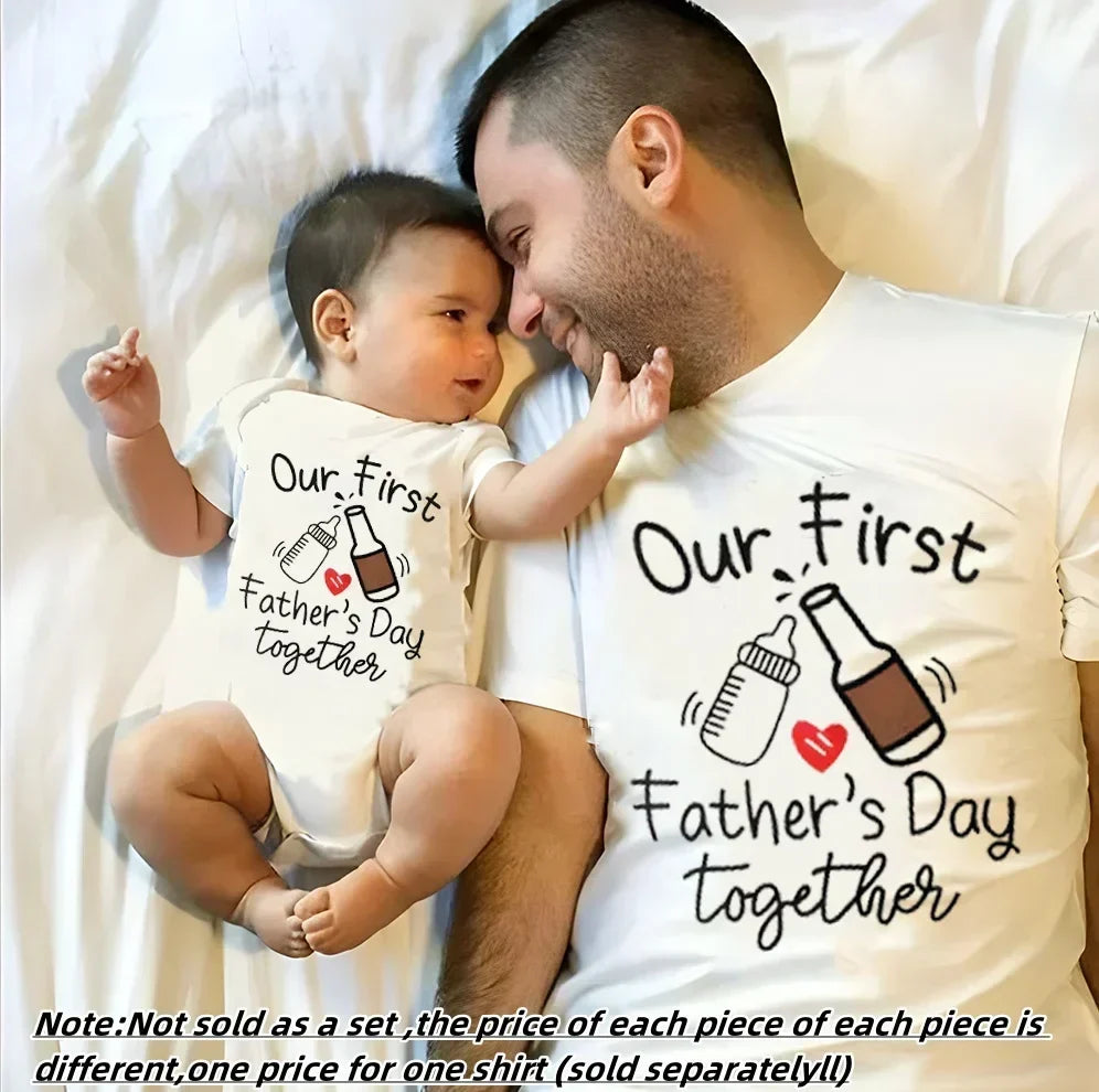 Matching First Father's Day Dad and Baby Outfits for Coordinated Family Photos