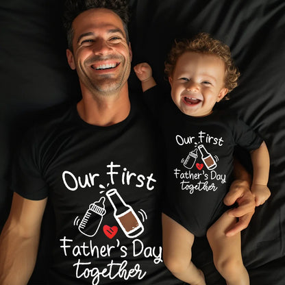 Matching First Father's Day Dad and Baby Outfits for Coordinated Family Photos
