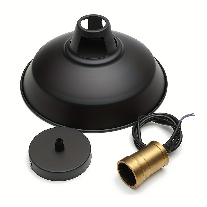 Matte Metal Industrial Pendant Light with Brass Accent