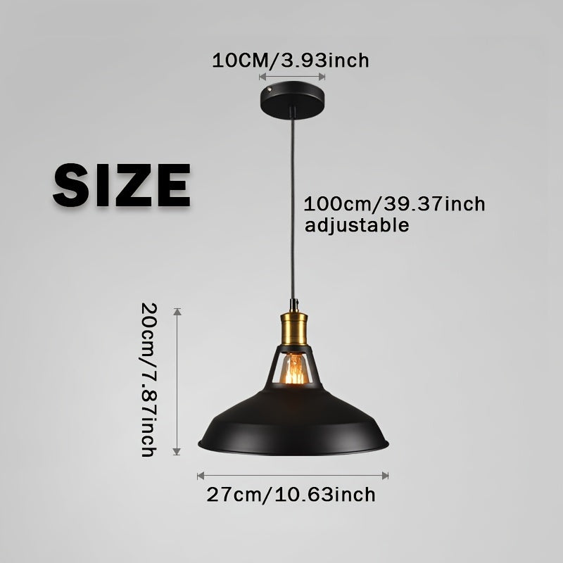 Matte Metal Industrial Pendant Light with Brass Accent