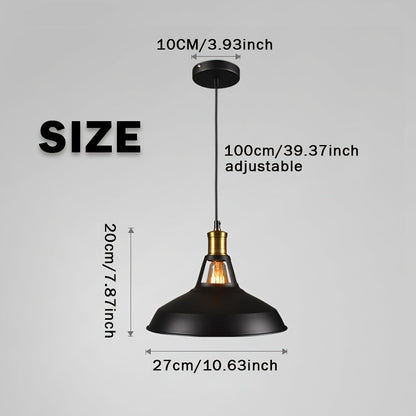 Matte Metal Industrial Pendant Light with Brass Accent