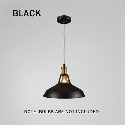 Matte Metal Industrial Pendant Light with Brass Accent