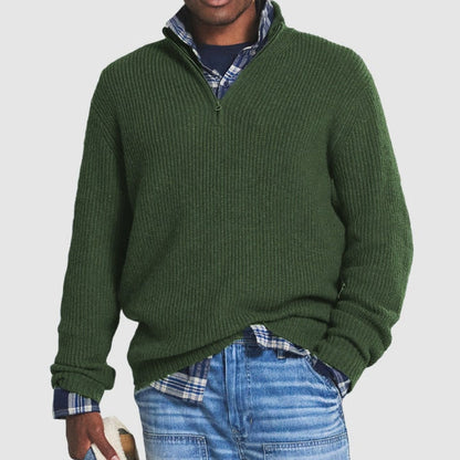 Men's Crew Neck Zip Sweater for Smart Casual Style