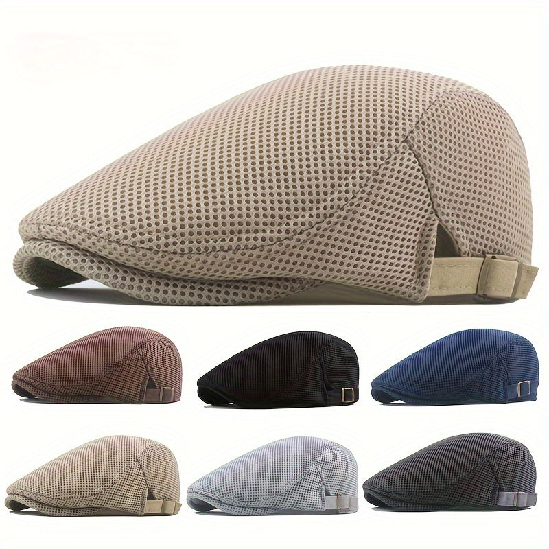 Men's Lightweight Mesh Flat Cap with Adjustable Fit