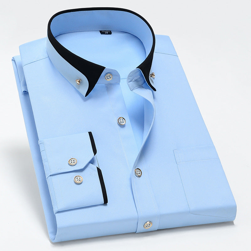 Men’s Long Sleeve Button-Down Shirt with Wrinkle-Free Tailored Fit