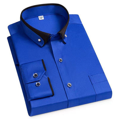 Men’s Long Sleeve Button-Down Shirt with Wrinkle-Free Tailored Fit