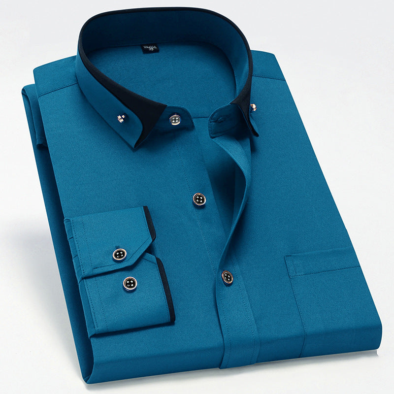 Men’s Long Sleeve Button-Down Shirt with Wrinkle-Free Tailored Fit