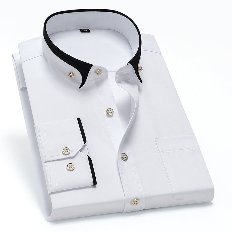 Men’s Long Sleeve Button-Down Shirt with Wrinkle-Free Tailored Fit