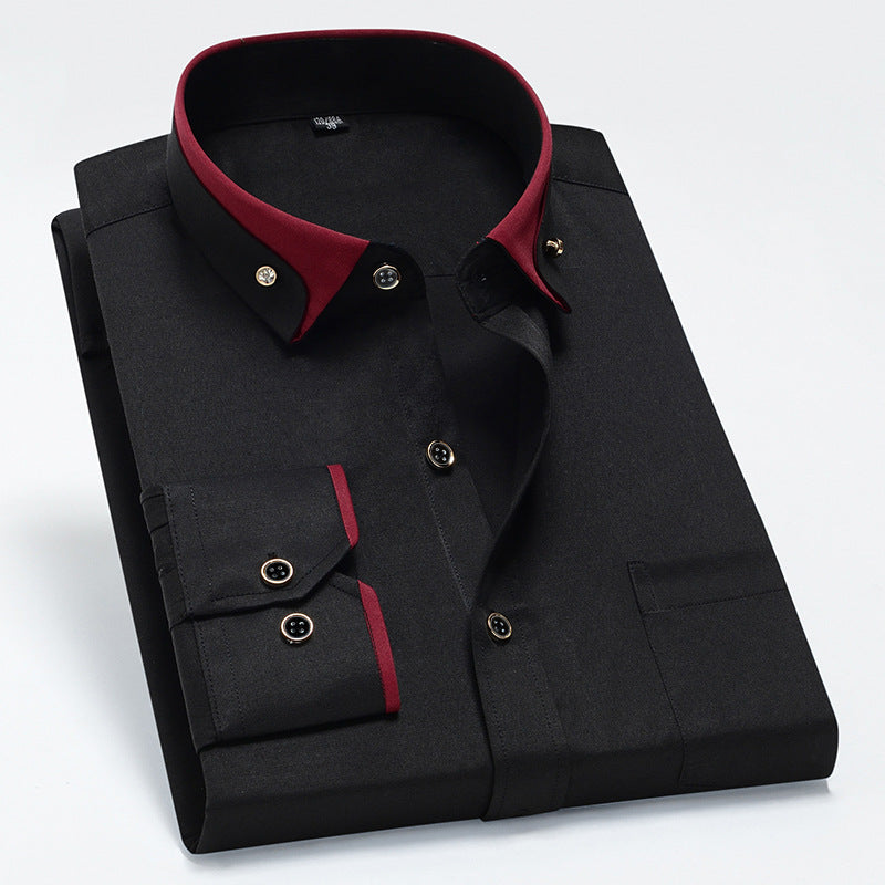 Men’s Long Sleeve Button-Down Shirt with Wrinkle-Free Tailored Fit