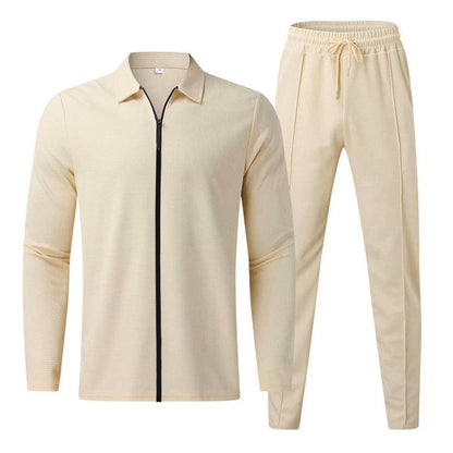 Men's Modern Zipper Tracksuit with Elastic Waistband