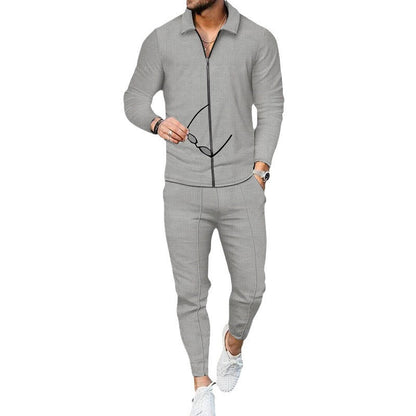 Men's Modern Zipper Tracksuit with Elastic Waistband