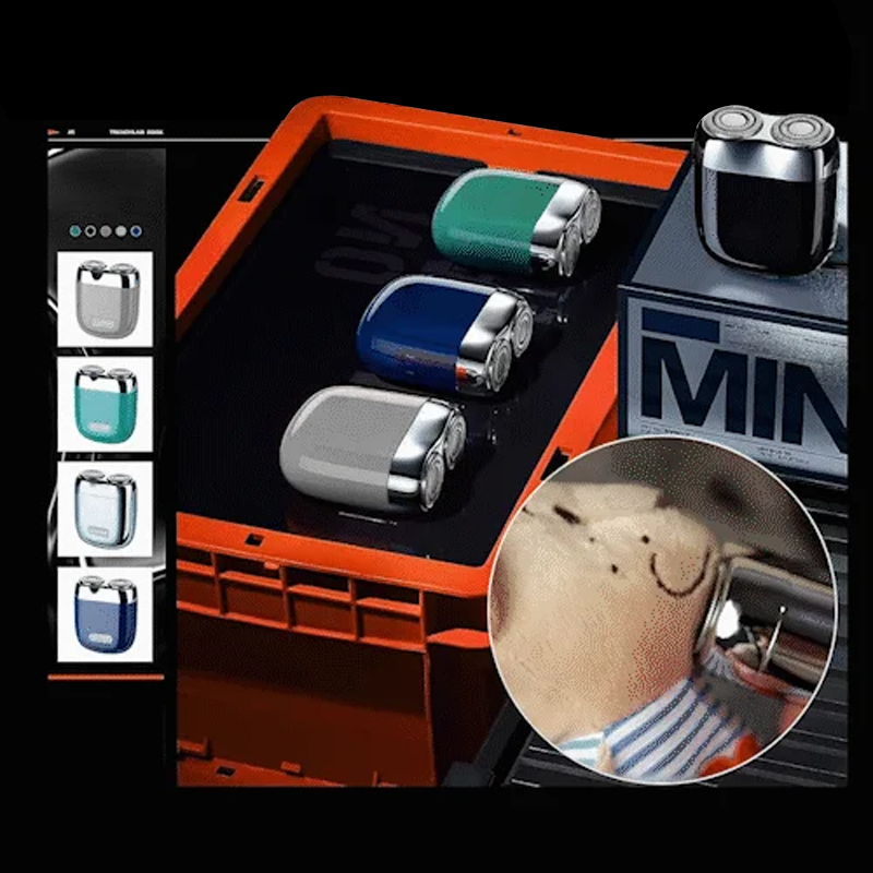 Men's Rechargeable Electric Shaver with Compact Design and Turbo Vortex Blade