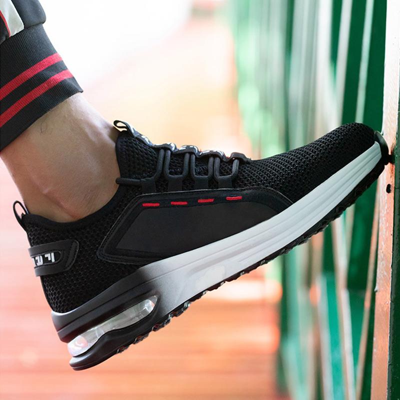 Men's Safety Shoes with Steel Toe and Sole, Breathable Mesh Upper