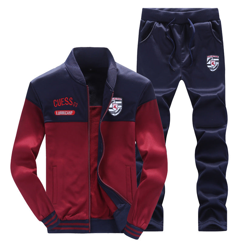 Men's Sporty Training Set in White and Blue