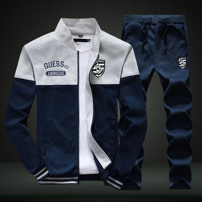 Men's Sporty Training Set in White and Blue