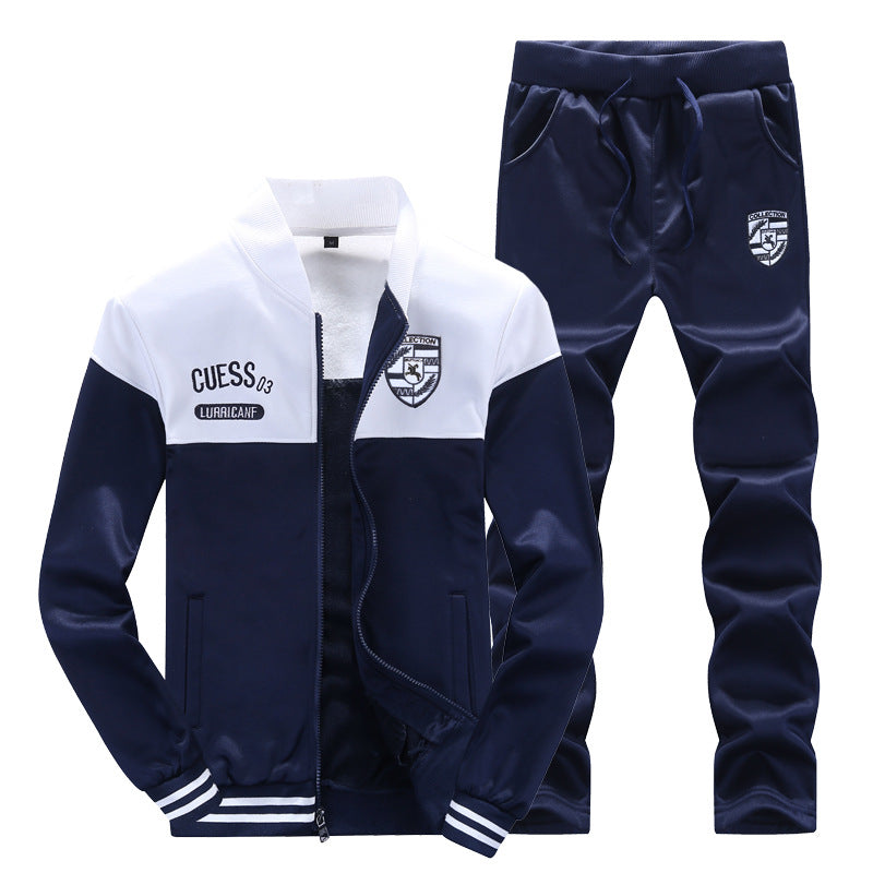 Men's Sporty Training Set in White and Blue